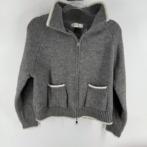 Hotface Cardigan Sweater Womens Large Gray Tight Knit Raglan Sleeve Full Zip